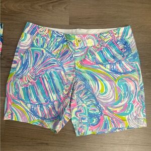 Lilly Pulitzer Pastel Swirl Print Bermuda Shorts - Blue, Pink & Green
